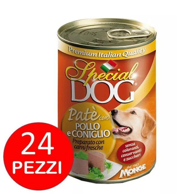 Special Dog Patè Pollo e Coniglio 24x 400 gr Monge scatolette cane premium pack