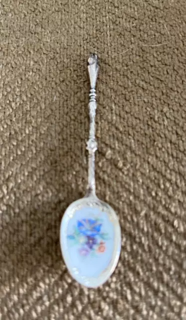 Vintage  Silverplated Demitasse Spoon Morning Glory Flower Marked OS Beautiful