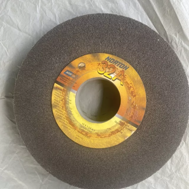 Norton 12" Diam x 3" Hole x 1-1/4" Thick, I Hardness, 46 Grit Surface Grindin...