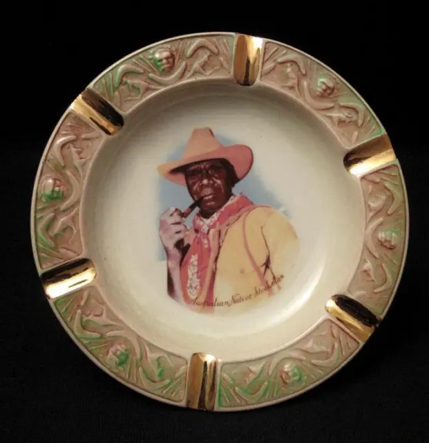VINTAGE WEMBLEY WARE Australian Pottery Native Stockman Lustre Ashtray ...