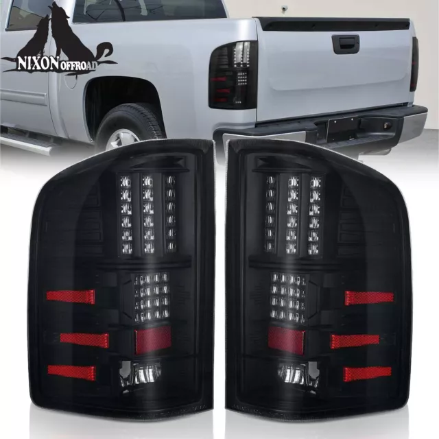 for 2007-2013 Chevy Silverado 1500 2500HD LED Tail Lights Brake Lamp Black Smoke