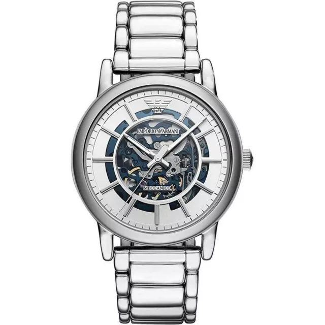 New Emporio Armani Ar60006 Silver Strap Mechanical Watch - 2 Y Warranty