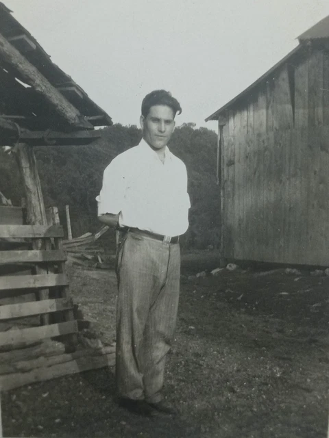 c1930s Handsome Farmer Gault Stables Farm Home Vintage Photograph 40's