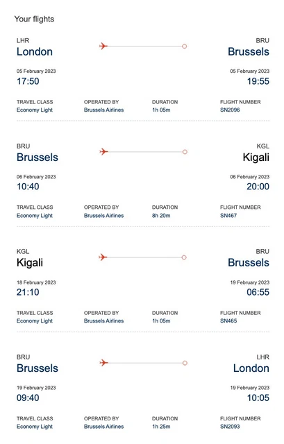 Return flight from London Heathrow Airport to Kigali International Airport Return flight from London Heathrow Airport to Kigali International Airport