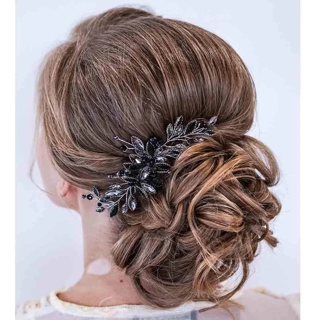 Black Wedding Hair Comb Rhinestones Opal Crystal Vintage Bridal Hair ...