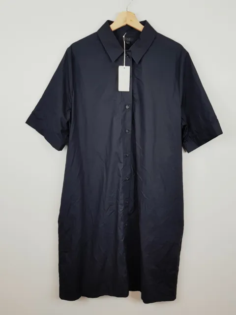 [ COS ] Womens Navy Short Sleeve Shirt Dress NEW + TAGS | Size AU 16 or US 12