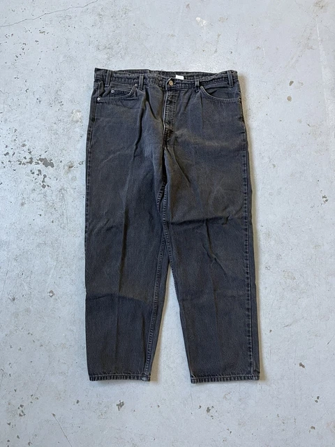 Vintage Black Orange Tab Levis 550 Relaxed Fit 39x30 Dark Wash Denim