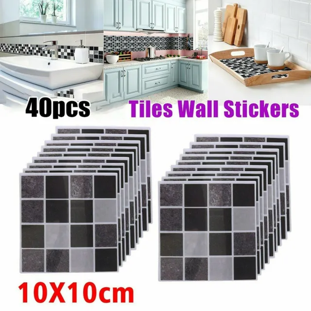 40PCS Küche Kachel Aufkleber Bad Zimmer Mosaik Selbstklebend Wand Ornament