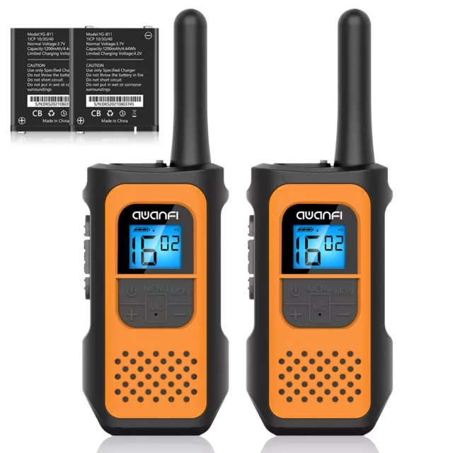 2X Rechargeable 16CH Two-Way Radios Long Range PMR VOX Walkie Talkies W/ Battery