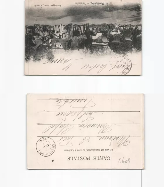(c609)   Ansichtskarte Kutschen in Pondicherry Französisch  Indien 1915 ohn