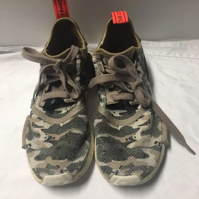 Adidas original US 4sz NMD rl  Camo Clear Brown Running Shoes Tan Lace Up