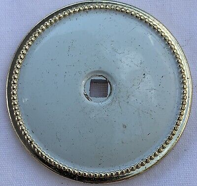 True Vintage Back Plate for Drawer Pull gold brass MCM shabby white enamel JB