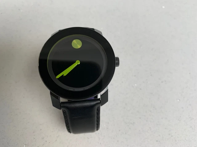 *VERY RARE* Men's Movado Bold Watch green dial with two tone leather strap