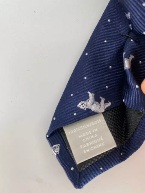 NORDSTROM Boys Navy Blue Silver Polar Bear Tie 3