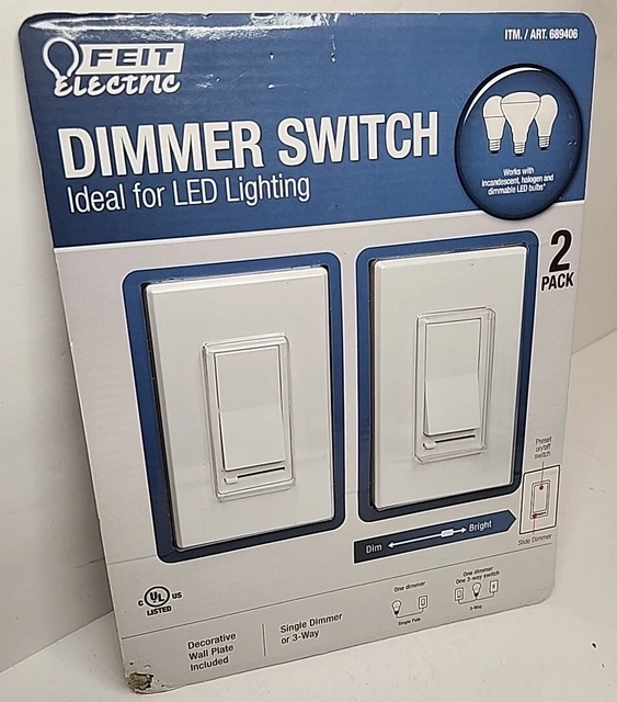 FEIT ELECTRIC DIMMER Switch 2 Pack Single or 3Way 689406 LED