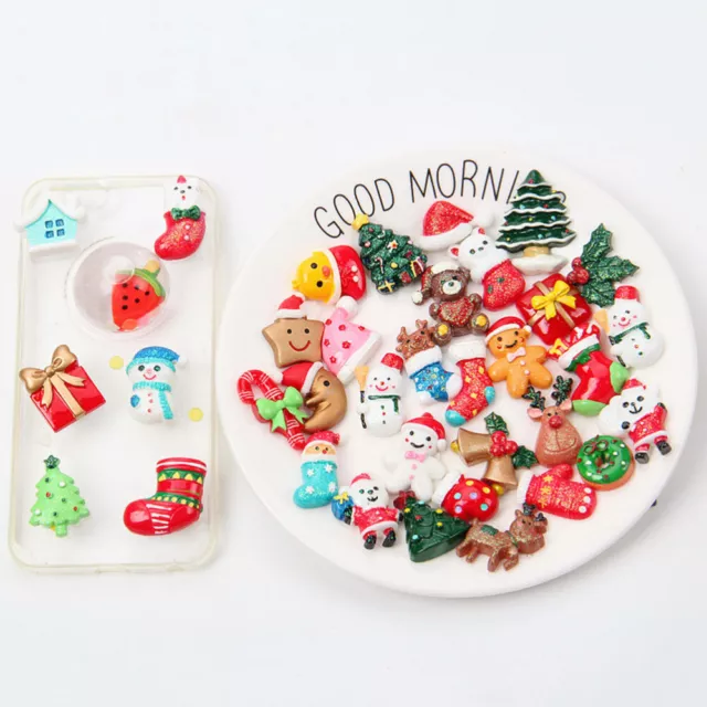 30 PCS Resin Christmas Decorations Santa Snowman Tree Ornaments Phone Case