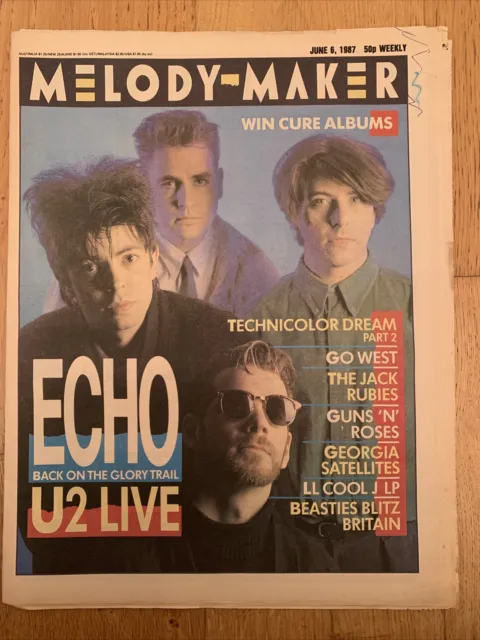 MELODY MAKER MAGAZINE 1987 June 6 Echo & Bunnymen U2 Guns N Roses Beastie Boys