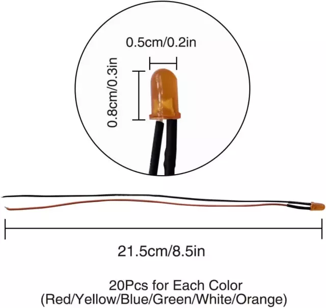 120 Stücke Vorverdrahtete LED, 12V 5mm Vorverdrahtetes Dioden Licht, Diffuse Emi 2