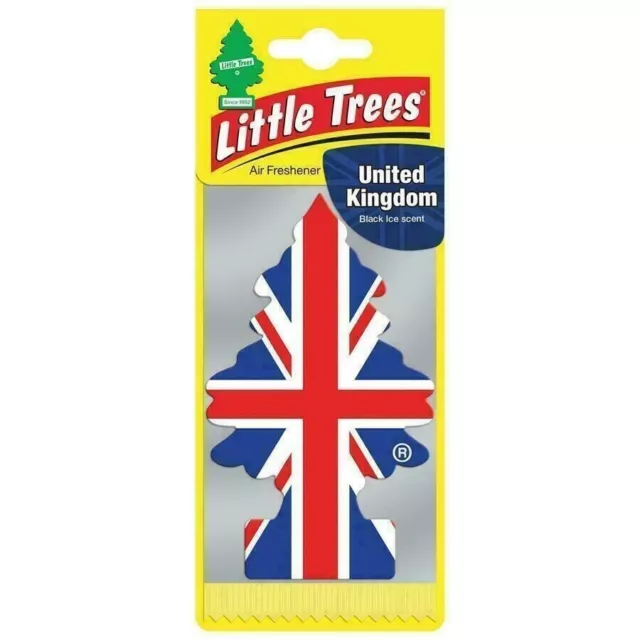 Deodorante per ambienti Little Trees profumo nero ghiaccio bandiera Union Jack furgone auto Regno Unito appeso