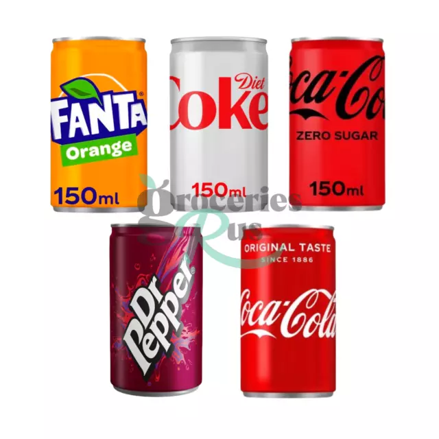 Fizzy Drinks Mini Cans 150ml Variation - Coca Cola, Fanta, Dr Pepper - UK Stock