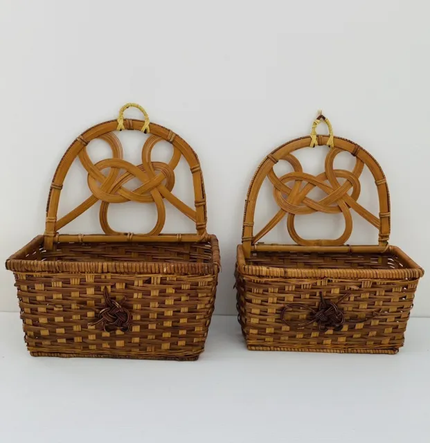 Cesta pequeña de rafia de 2 piezas, mini decoración, cesta de bebé,  accesorios de boda, cestas colgantes en miniatura, cestas de almacenamiento  de