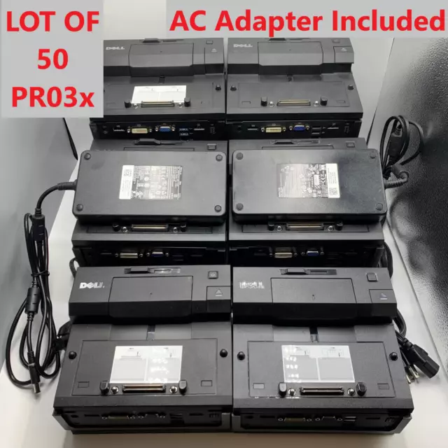 Lot of 50 Dell PR03X E-Port II Docking Station w/ Dell 130w AC M4400 M4800 M6800