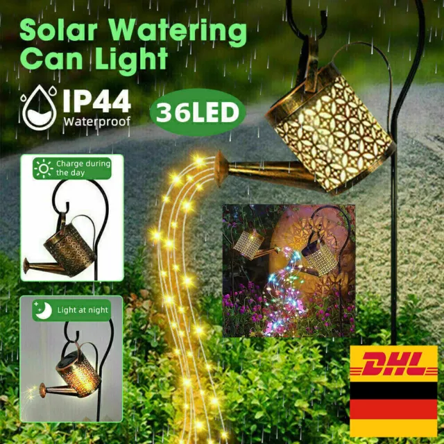 Solarleuchte Gießkanne LED Lichterkette Außen Gartenkunst Duschlampen Dekor DHL