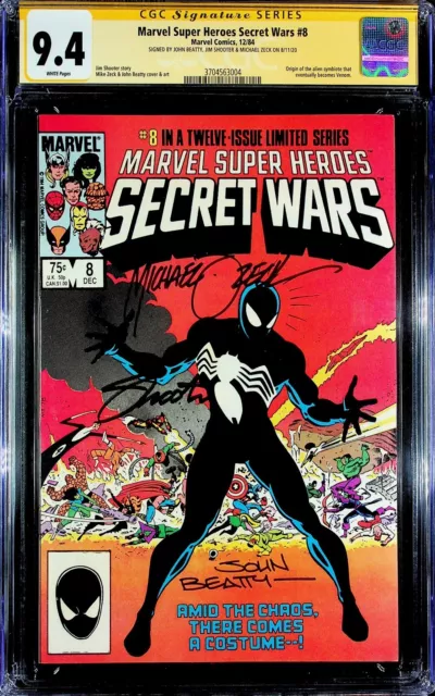 Marvel Super Heroes Secret Wars #8 CGC 9.4. Signed by Beatty, Shooter, Zeck 1984