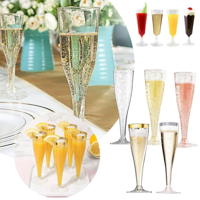 Plástico reutilizable flautas champán vaso de plástico transparente boda