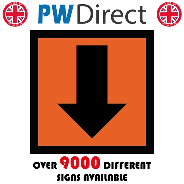Direction Sign Below SIGN DOWN ARROW Below Direction Route Wayfinding Guide Traffic Orange ...