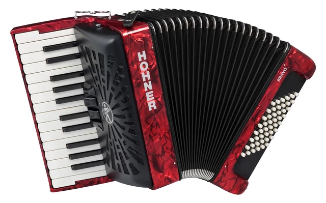 Top chromatisches Hohner Silentkey Akkordeon rot inkl. Gigbag und Trageriemen