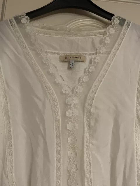 See By Chloe Top Size 12 Lace And Cotton