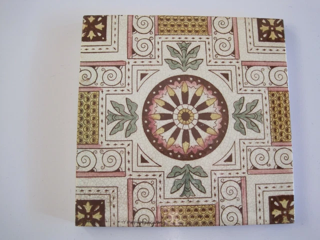 Antique Victorian 6" Wedgwood / Christopher Dresser Print & Tint Tile - #47
