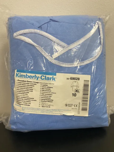 XL Kimberly Procedure Gown 69208 Blue, Knit Cuff, Hook/Loop Collar, 60 Gowns