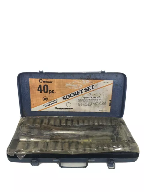 VTG Wilmar  1/4" & 3/8 Drive Combination Socket Set Ratchet Case Metric & SAE
