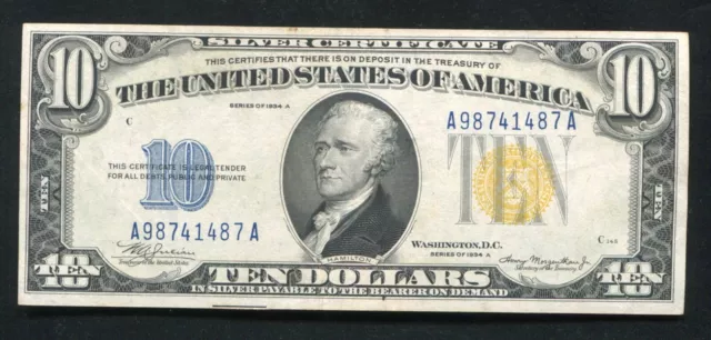 Fr. 2309 1934-A $10 Ten Dollars “North Africa” Silver Certificate About Unc (D)
