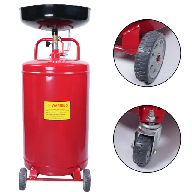 Waste Oil Drain Tank 20 Gallons Portable Air Operated Drainer Container Wheel