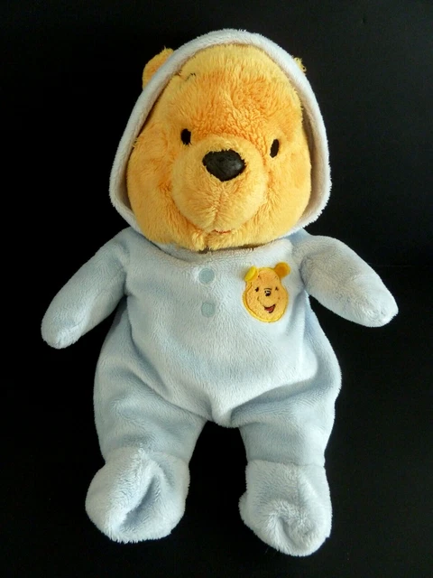 88/1. DOUDOU PELUCHE DISNEY NICOTOY SIMBA WINNIE pyjama capuche bleu 30cm TBE