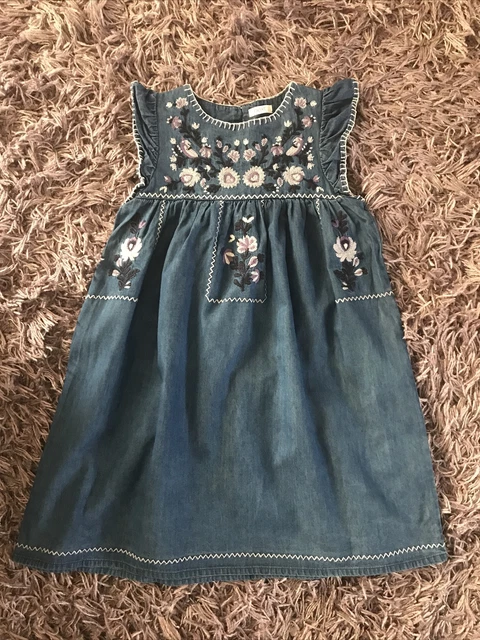 next girls denim dress age 6 years vgc