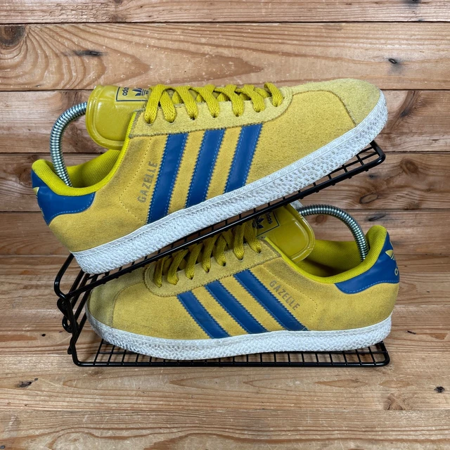 SCARPE BASSE CASUAL ADIDAS Gazelle taglia UK 7 da uomo gialle blu