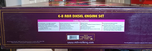 MTH 20-2721-1 Santa Fe E-8 ABA Diesel Engine Set w/Proto-Sound 2.0 #82/87/82A LN