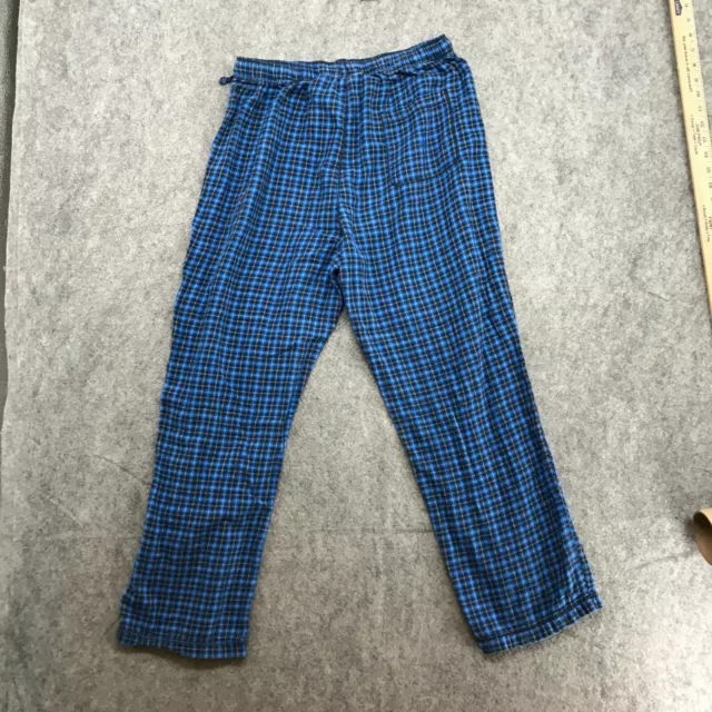 Nautica Lounge Pants Mens Size M Sleepwear Blue Plaid Elastic Drawstring Waist