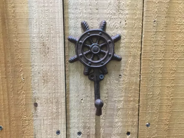 Rustic Cast Iron Ships Wheel Hook (180-0047)