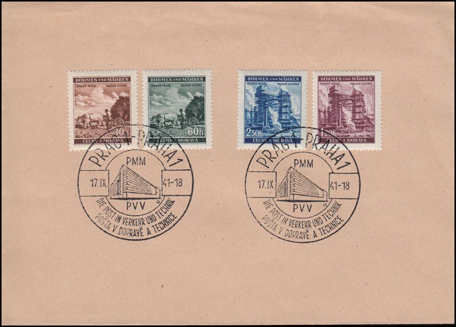 Bohemia and Moravia 75-78 Prague Fair - set on blank letter SSt PRAG 17.9.1941
