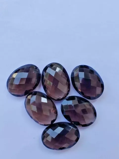 Quartz Fumé Ovale Checker Coupe 7x9mm Pour 12x16mm Desseré Gemme Couleur Marron 2