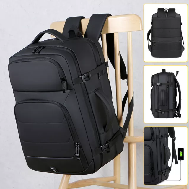Men's Waterproof Laptop Backpack Travel Rucksack School Bag w/ USB Charging Port