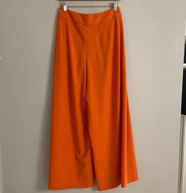 ALICE + OLIVIA Lorinda Super High-Waist Wide Leg Orange Trouser Pants 2