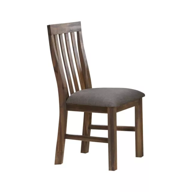 2x Wooden Frame Leatherette in Solid Wood Acacia & Veneer Dining Chairs in Choco