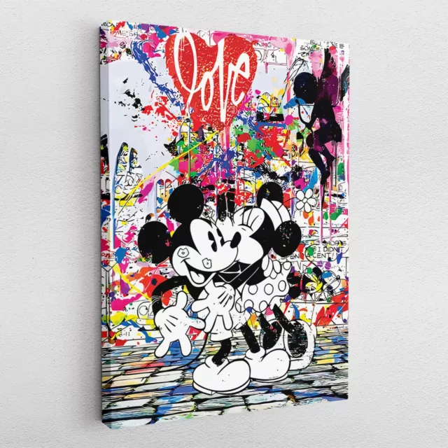 Leinwandbild Poster Acryl Pop Art Micky Maus Minnie Maus Liebe Love Comic Disney