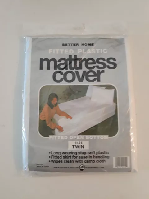 Vintage Better Home Plastic Fitted Open Bottom Mattress Cover Twin Size 1996 bx